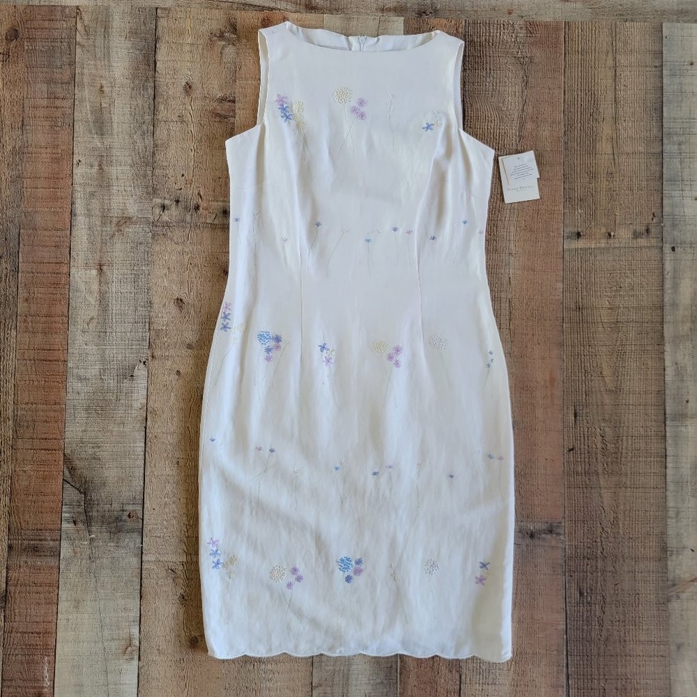 Susan Bristol Silk Linen Blend Floral Dress